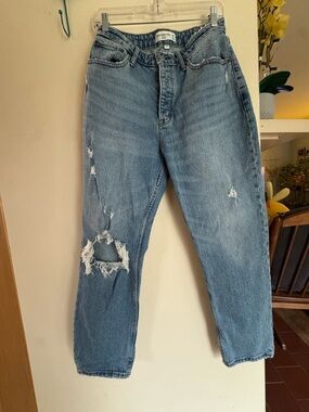 Abercrombie & Fitch Light Blue High-Rise Button-Fly Jeans